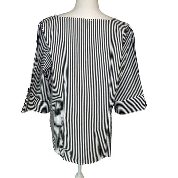 Talbots plus petites NWT black striped poplin 3/4 sleeve tunic top size 1XP - Picture 6 of 10